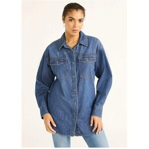 Classic Denim Button-Down Shirt - Blue